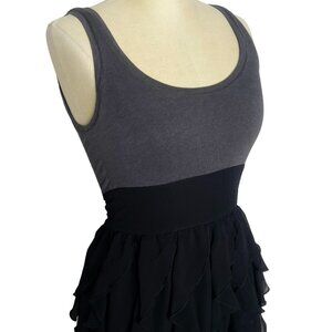 Express Dress Womens Size 0 Grey Black Chiffon Ruffle Mini